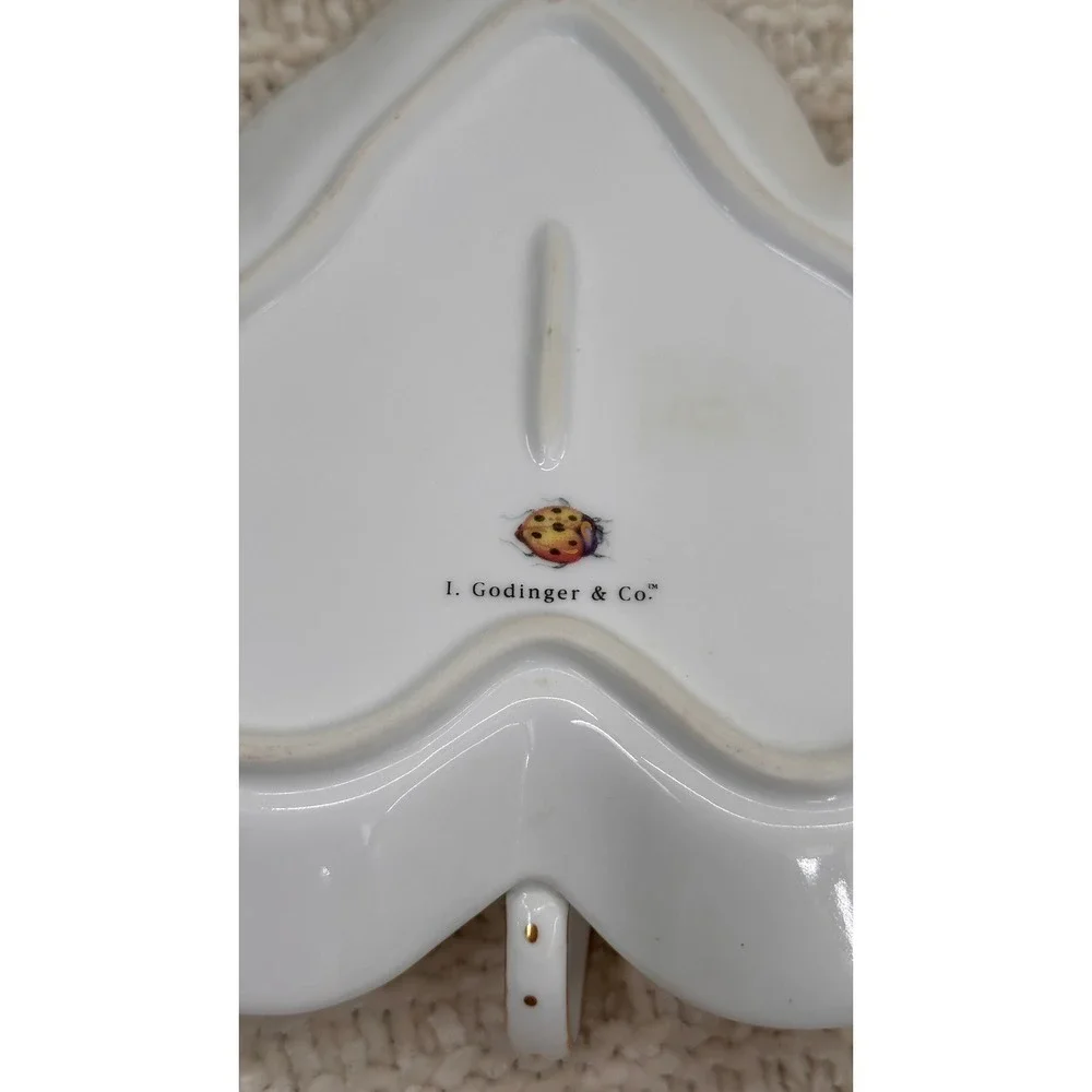 I Godinger & Co Leaf Dish Butterfly Porcelain Trinket‎ Dish Candy Tray Gold Trim
